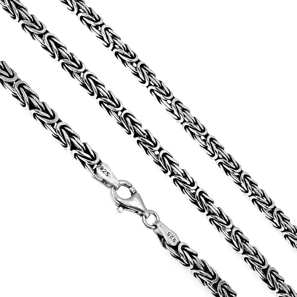 925 Sterling Silber Set Königskette 4mm Oxidiert Made in Germany  094 / 098 - Bild 1 von 1