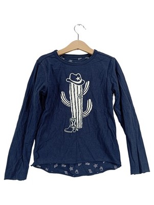 vertbaudet Langarmshirt Jungen 110 Blau Casual Kaktus Motiv