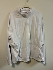 Fabletics Women's White Track Jacket Full Zip Lightweight Pockets Athleisure