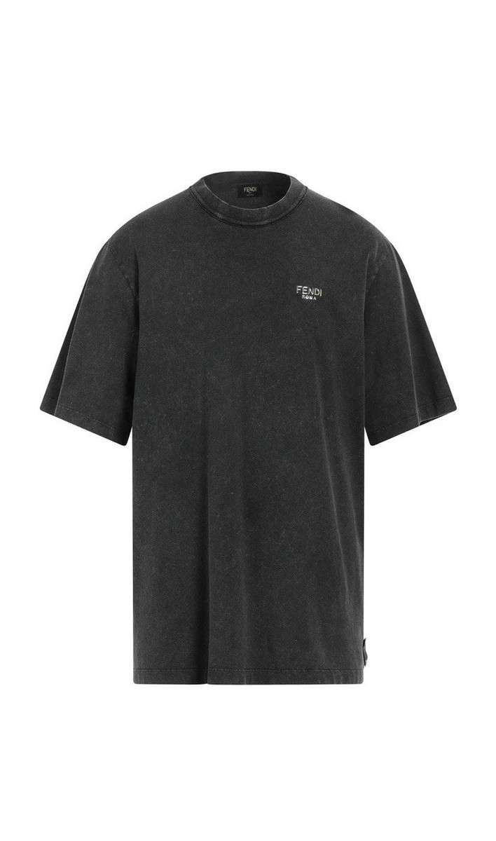 Fendi Men's XL Cotton T-Shirt, Black Size XL $1100 Charcoal Luxury