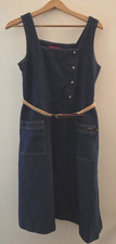 Vintage BOHO Sasson Women  s Size 14/15 Denim Blue Jean Jumper Dress 1980's GenX