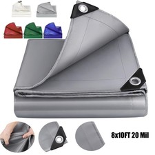 PVC Tarps 20 Mil 8ft x 10ft Heavy Duty Tarpaulin Cover Waterproof UV Resistant