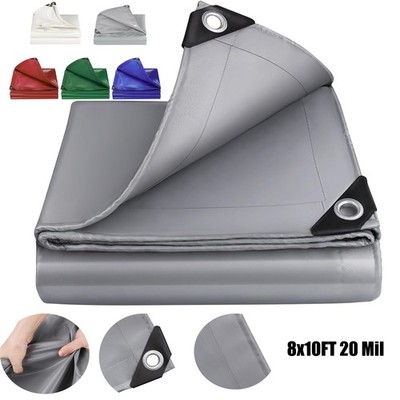 PVC Tarps 20 Mil 8ft x 10ft Heavy Duty Tarpaulin Cover Waterproof UV Resistant