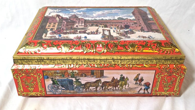 Vintage West Germany E Otto Schmidt Tin 16.5'' x 11.5'' x 6.5'' Plaza Nurnberg