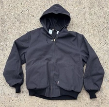 Vintage Walls Canvas Jacket Men’s Size XL Black Hooded Full Zip Distressed USA