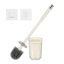 Wall Mounted Toilet Brush Toilet Bowl Brush with Square Holder, Silver