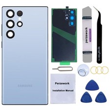 Rear Back Glass Replacement for Galaxy S22 Ultra 6.8" 5G - Sky Blue, Toolkit Inc