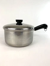 VTG 1801 Revere Ware 2 Qt Stainless Steel Tri-Ply Disc Bottom Sauce Pan w/ Lid