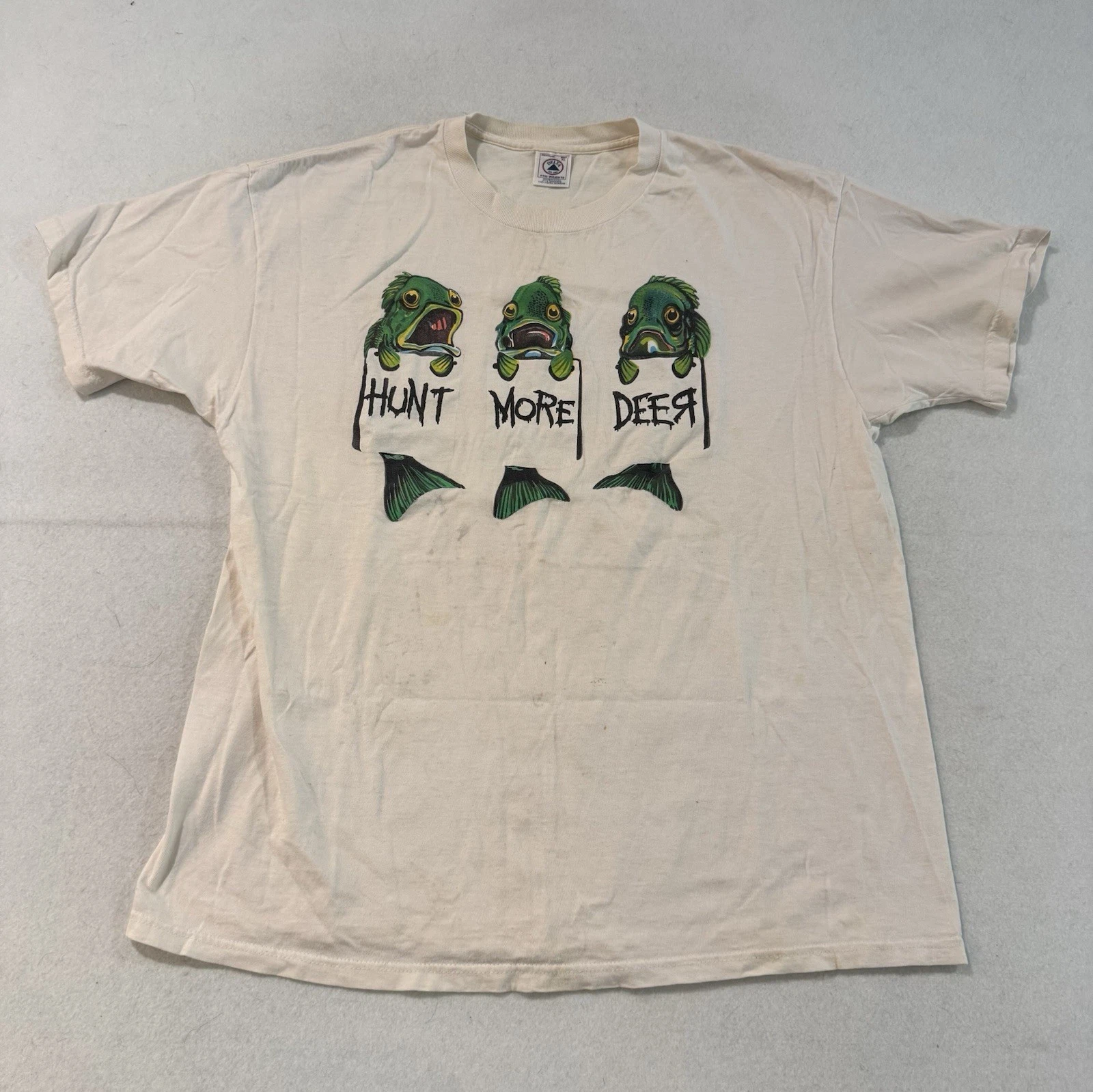 Vintage Fishing Shirt Mens XL Funny Hunt More Deer Graphic Outdoors 90s Tee