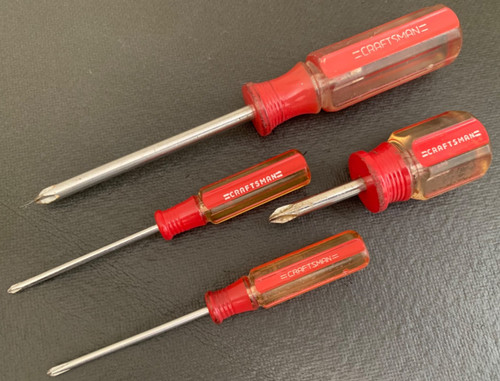 Lot Of 4 Vintage Craftsman no. 2 & no. 0 Phillips Red Handle Screwdrivers USA