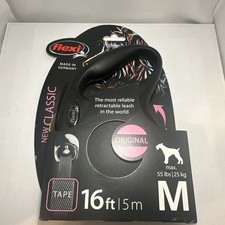 Flexi Classic Retractable Tape Dog Leash. NEW  Medium 16-Foot Black 55-lb. Dogs