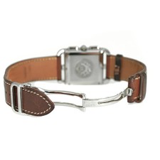 Hermes CC1.910 Cape Cod Chronograph Silver Brown Leather Watch Ladies Size 32mm 5