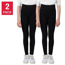 New 2 Pack XS 5/6 Black Tuff Athletics Youth Girls Fleece Lined Leggings