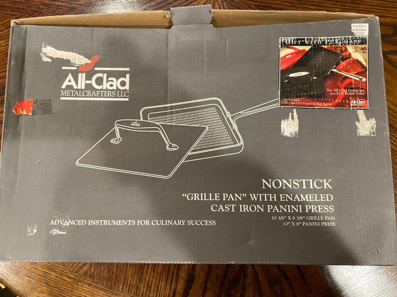 All-Clad Handled Grill Griddle Pan w/Press 10 3/8” x 8 3/8”