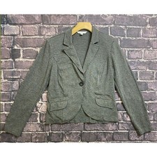 Cabi Gray Knit Single Button Blazer Jacket Womens Size 4 Professional Careerwear