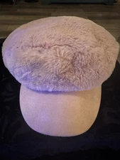 Women’s Boho  Pink Fluffy Funky  Paperboy Newsboy Cabbie Cap Size Medium NWT