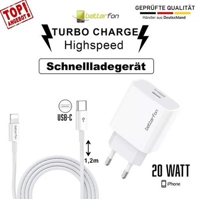 Ladekabel Schnell Ladegerät USB C für iPhone 11, 12, 13, 14 Pro, Max, Adapter - Bild 1 von 4