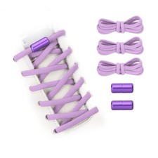 Elastic No Tie Shoelaces Replacement 3Pcs with 2 Metal Buckles, Purple