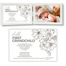 First Grandchild Gift for New Grandparents - Poetry Frame White with Scriptu...