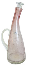 Richard Blenko 948 Amberina Bent Neck Crackle Glass Decanter Pink Amethyst