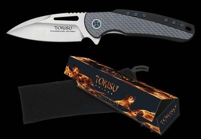 Tokisu Messer Kogarashi Flipper 7Cr17MoV Stahl G10 / Blue Carbon Taschenmesser