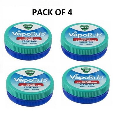 4x Vicks Vaporub Ointment 10 ml | pocket size Breathing difficulty, body ache