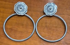 Estate Signed VERLEY BETONE Native American Navajo Sterling Silver Hoop Earrings