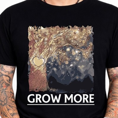 Grow More T-Shirt Baum Herz Natur Wald Inspirierend Botanische Kunst Grafik Shirt
