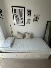 White IKEA Brimnes Bed Frame With Storage - Double