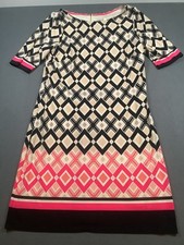 Eliza J Shift Dress Size 12 Black White Hot Pink Exc Cond Box J