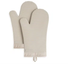 KitchenAid Silicone Oven Mitts 2-Pack 7"x13" Milkshake Tan Heat Safe
