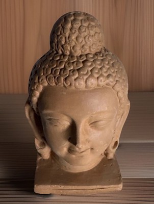 Vintage terra-cotta Buddha head 7x4x3 