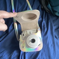 Fujifilm Instax Mini 9 Silver Faux Leather Case w/ Shoulder Strap