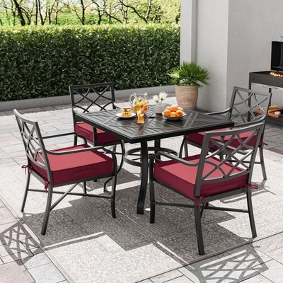 Red Set of 2 Outdoor Seat Cushions 24 x 24 x 4 Inch For Patio