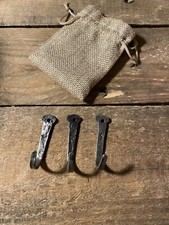 Hand Forged Horseshoe Nails Hook's Viking Runes Blacksmith Made Small Viking 