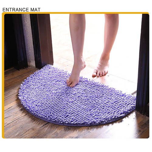 Semicircular Floor Absorbent Non-slip Quick Dry Toilet Mat Household Bath Mat - Picture 16 of 45