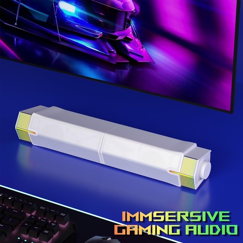 PC Computer Lautsprecher Soundbar Monitor Boxen Box Bluetooth USB RGB Weiß B335 - Bild 8 von 9