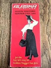 ALASKA Airlines Timetable Summer-Fall 1969 with Route Map inside.