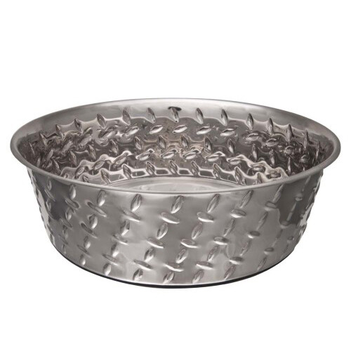 Loving Pets Diamond Plate Bowls with Non Skid Bottom Do - Picture 1 of 1
