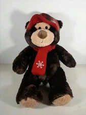 Hugfun International Teddy Bear Plaid Hat Red Scarf With Snowflake