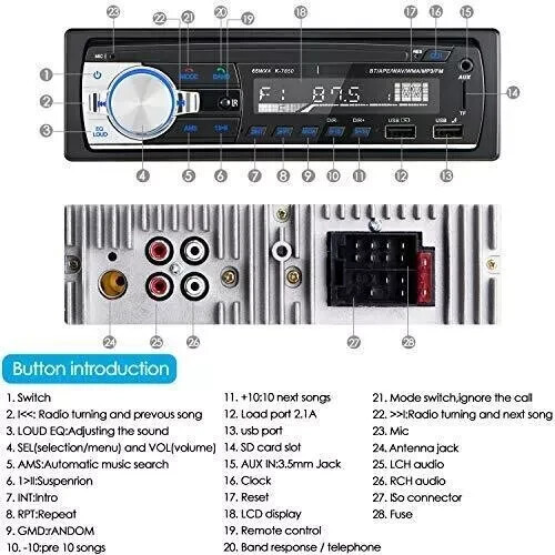 Autoradio télécommande , radio voiture avec télécommande MP 3 , WMA, USB, AM/FM - Imagen 4 de 7