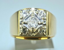 MENS VINTAGE 14K YELLOW GOLD CLUSTER DIAMOND RING APPROX .70 CARAT TW SIZE 8.25