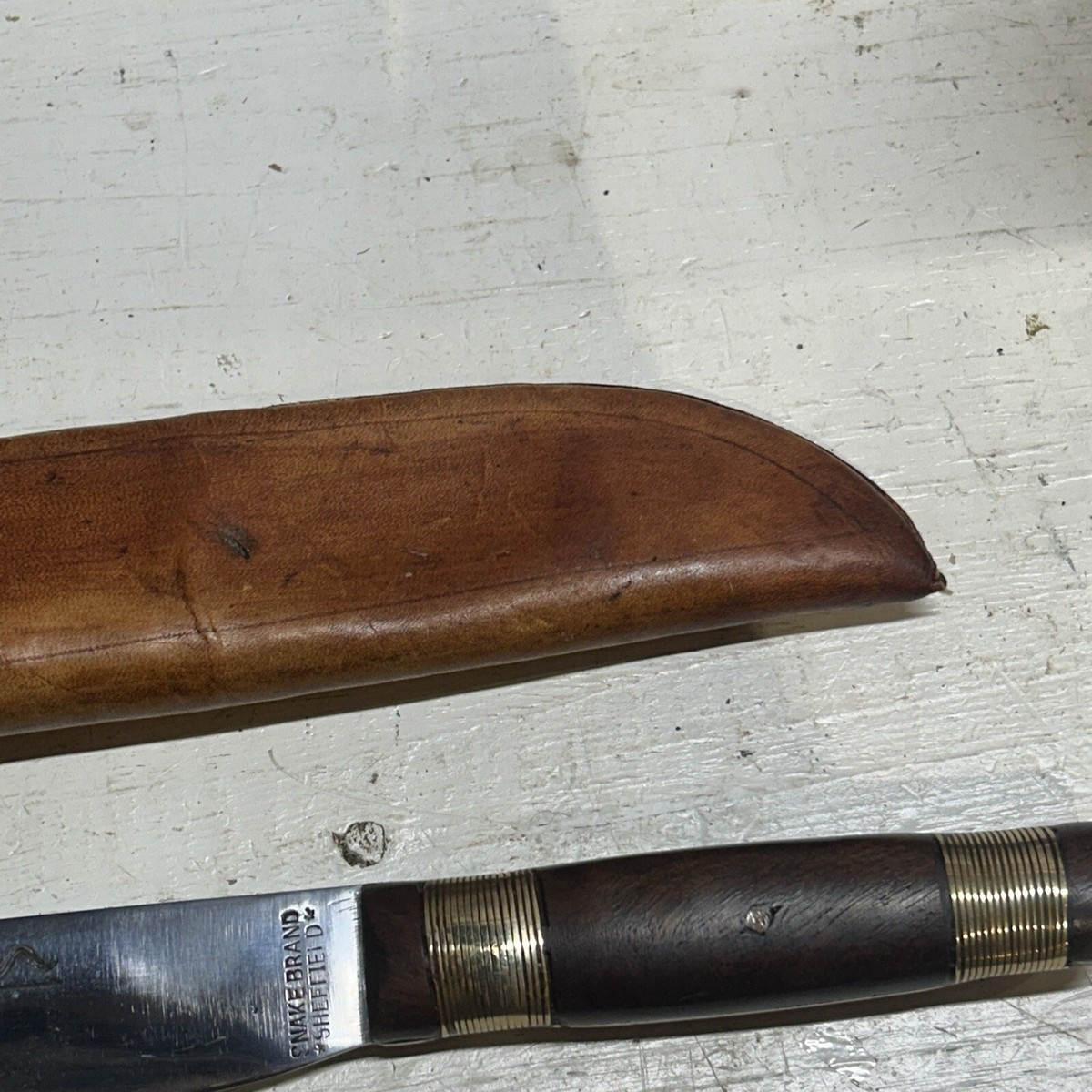 Antique Snake Sheffield American Indian Trade Knife With Sheath