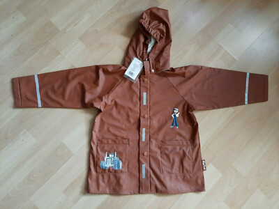 Regenjacke Regenmantel Junge Mädchen Gr. 98 Playshoes Neu Bauarbeiter braun