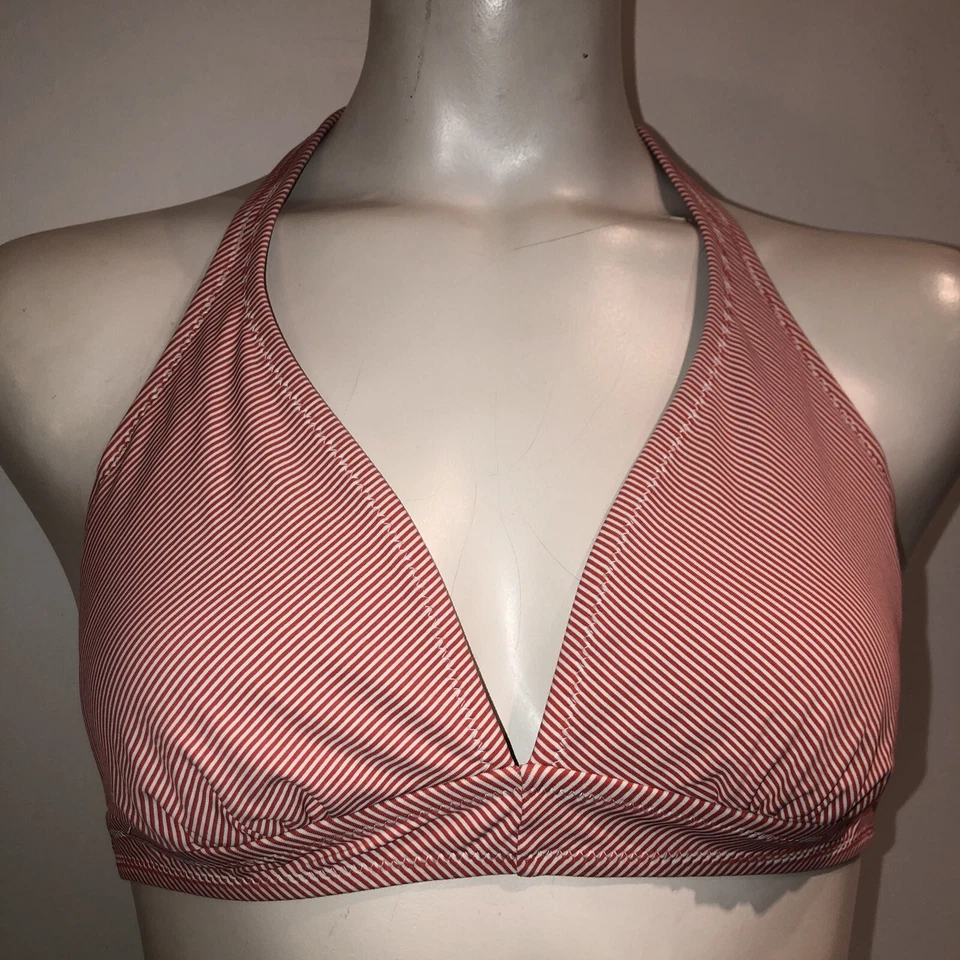 Top de natación halter de bikini Banana Republic para mujer triángulo mediano rosa a rayas Foto 2 de 4