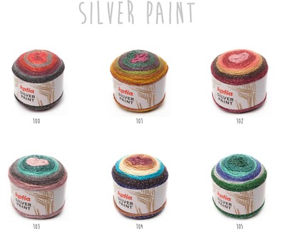 6 /100g SILVER PAINT Katia Tuch Poncho Bobbel Yarn Cake Farbverlauf Anleitungen