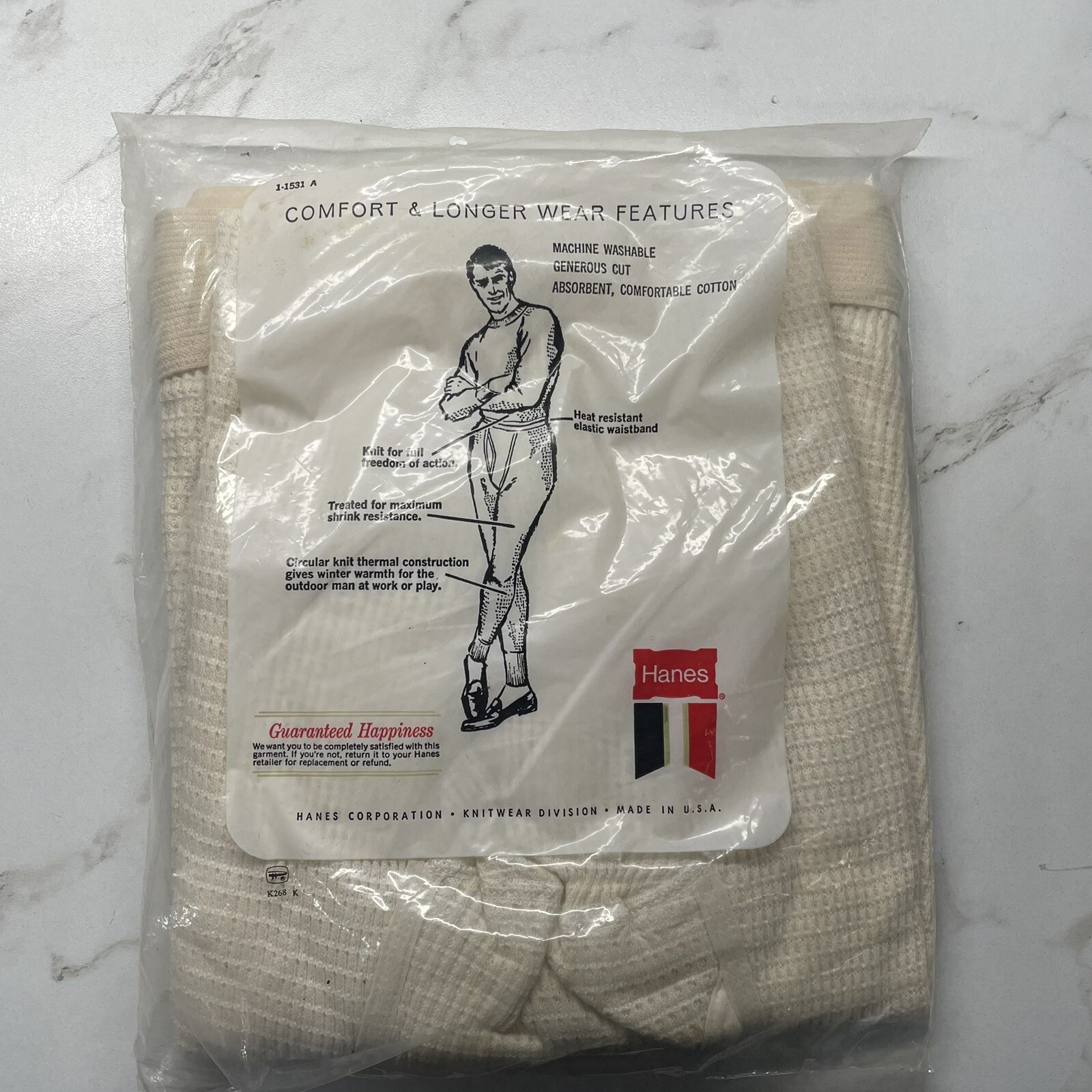 1960s Hanes Winterset Thermal Long John Set Size XL 4… Gem