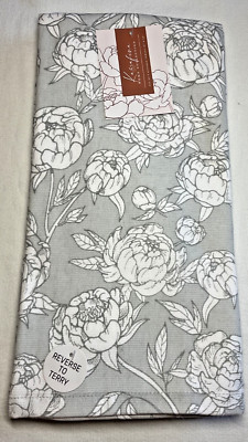KASSAFINA HOME KITCHEN TOWELS (2) GRAY WHITE MADE IN TURKEY  18 X 28 NIP