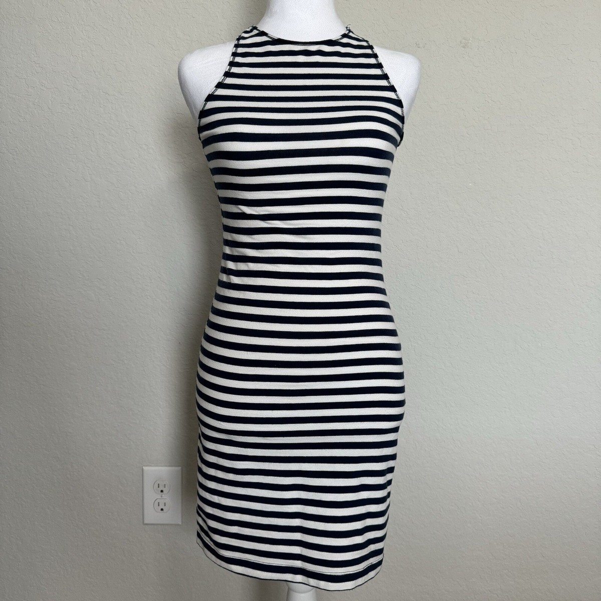 Hollister Striped Tank Top Dress (White/Blue) Sz SX Hollister Striped Tank Top Dress (White/Blue) Sz SX