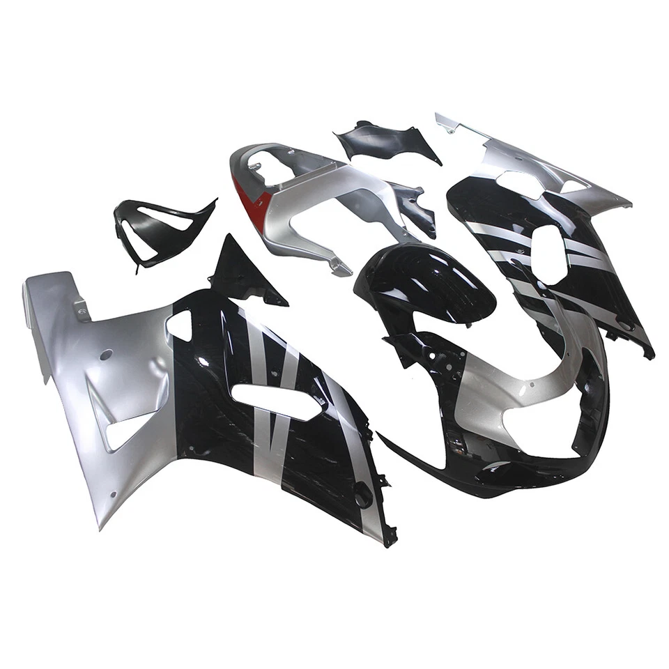 Kit de carenado de inyección para Suzuki GSXR600 GSXR750 2000-2003 carrocería plateada negra Foto 2 de 4
